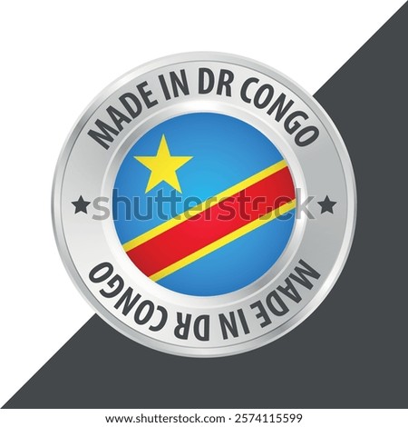 Made in Democratic Republic Congo badge logo flag sticker 3d vector illustration isolated on white