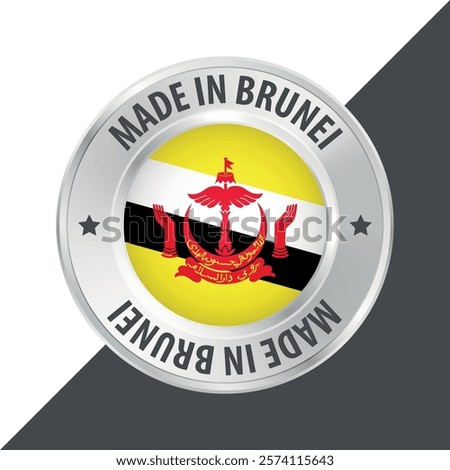 Made in Brunei badge logo flag sticker 3d vector illustration isolated on white