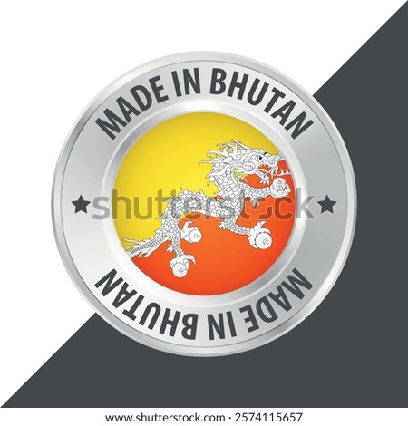 Made in Bhutan badge logo flag sticker 3d vector illustration isolated on white