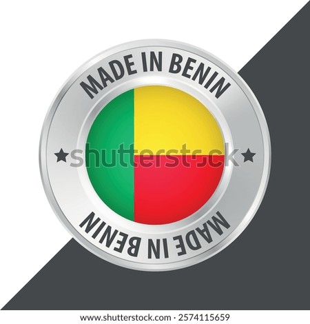 Made in Benin badge logo flag sticker 3d vector illustration isolated on white