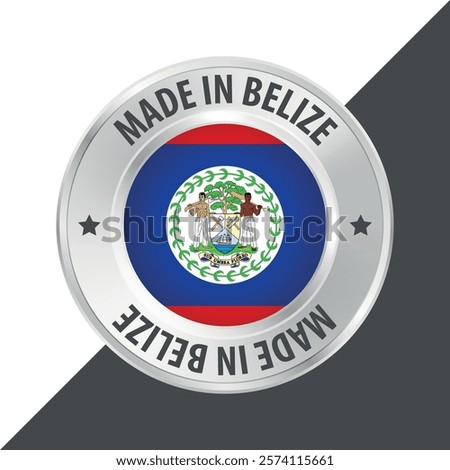 Made in Belize badge logo flag sticker 3d vector illustration isolated on white