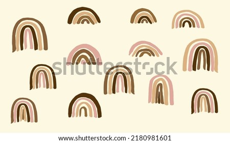 Set of vector illustrations, different human skin tone rainbows on cream background. Great for inclusion and diversity projects