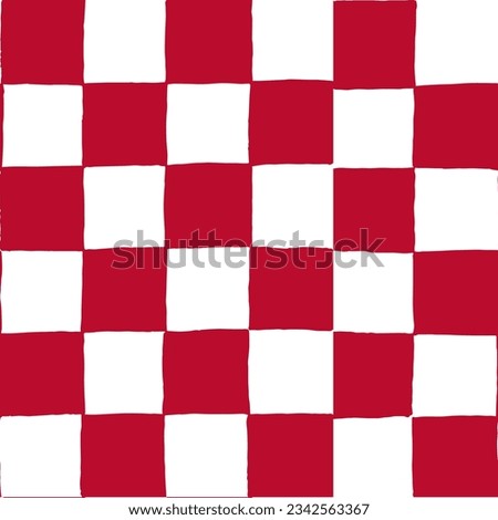 seamless repeating pattern with hand drawn checkerboard in red and white. Christmas red checker