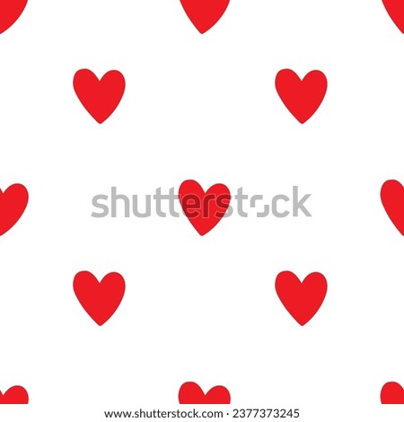 All over seamless vector repeat pattern with small red hand drawn doodle hearts on white background. Simple Valentines day half drop.