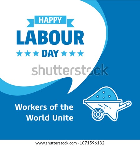 Happy Labour day design with white and blue theme vector with co