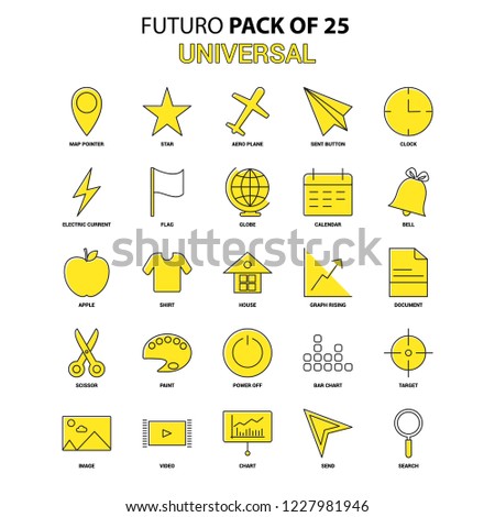 Universal Icon Set. Yellow Futuro Latest Design icon Pack