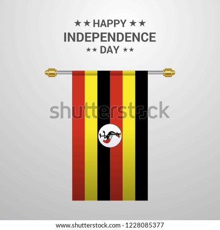 Uganda Independence day hanging flag background