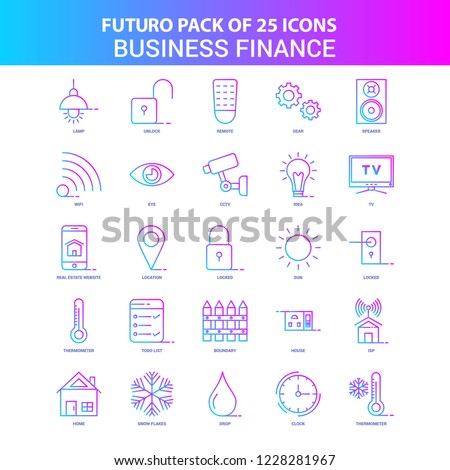 25 Blue and Pink Futuro Business Finance  Icon Pack