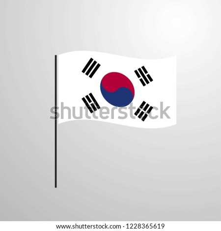 Korea South waving Flag