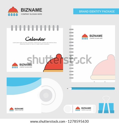 Shower  Logo, Calendar Template, CD Cover, Diary and USB Brand Stationary Package Design Vector Template