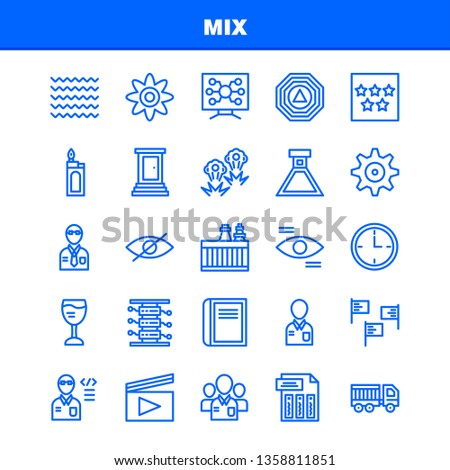 Mix Line Icons Set For Infographics, Mobile UX/UI Kit And Print Design. Include: Cog, Gear, Settings, Setting, Flask, Lab, Test, Tube, Icon Set - Vector