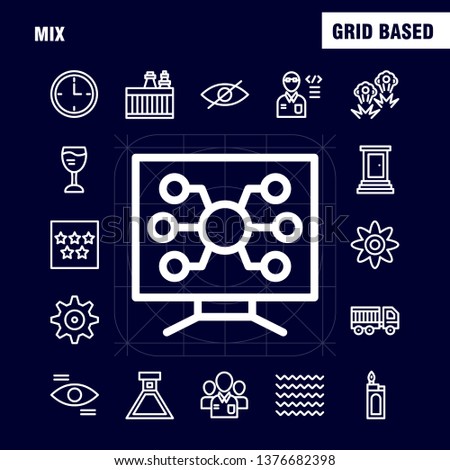 Mix Line Icons Set For Infographics, Mobile UX/UI Kit And Print Design. Include: Cog, Gear, Settings, Setting, Flask, Lab, Test, Tube, Icon Set - Vector