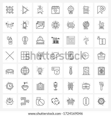 Pack of 49 Universal Line Icons for Web Applications food; valentine; furniture; love; calendar Vector Illustration