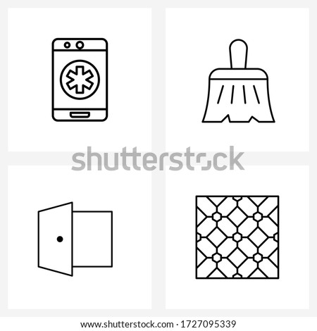 Universal Symbols of 4 Modern Line Icons of phone; login; medical; tool; pattern Vector Illustration