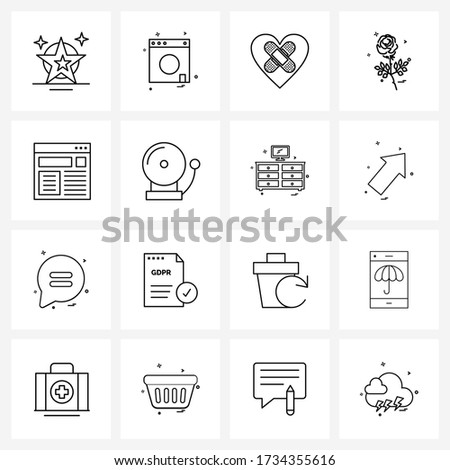 Set of 16 UI Icons and symbols for alarm; web; heart; interface; nature Vector Illustration