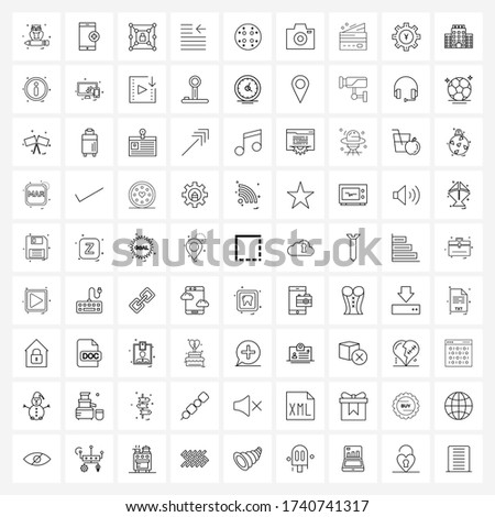 Set of 81 Simple Line Icons for Web and Print such as circle; up; lock; paragraph; first line Vector Illustration