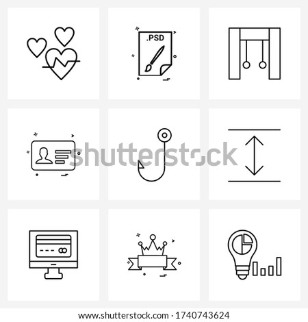 9 Editable Vector Line Icons and Modern Symbols of id card; card; gym; fitness Vector Illustration