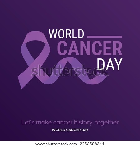 World Cancer Day Ribbon Typography. let's make cancer history. together - World Cancer Day