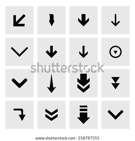 down arrow download icon set. simple pictogram minimal, flat, solid, mono, monochrome, plain, contemporary style. Vector illustration web internet design elements