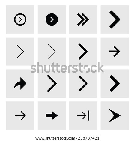 Next arrow icon set. simple pictogram minimal, flat, solid, mono, monochrome, plain, contemporary style. Vector illustration web internet design elements