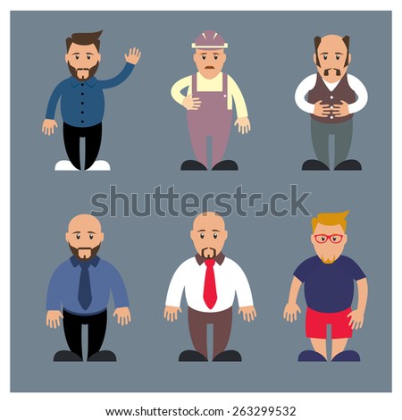 full body group of old people | senior casual cartoon character set. vector illustration
