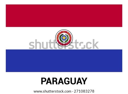 Paraguay flag isolated vector in official colors and Proportion Correctly. country's name label in bottom