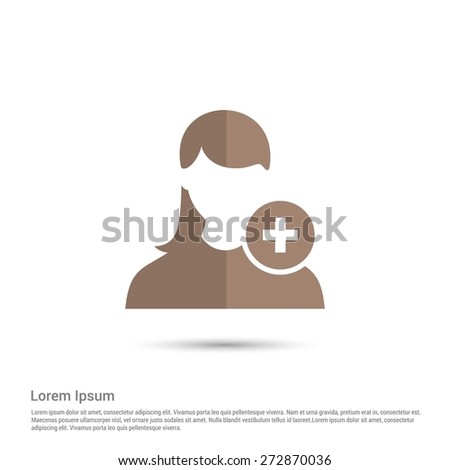 Add user icon, pictogram icon on white  background. Simple flat metro design style. half shade cut icon. Flat design style. Vector illustration