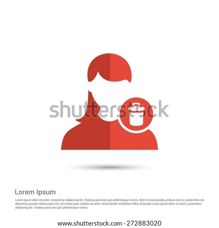 Delete Female User icon, pictogram icon on gray background. Simple flat metro design style. half shade cut icon. Flat design style. Vector illustration