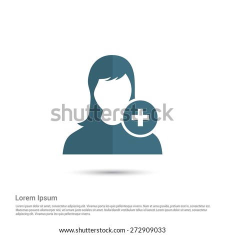 Add user icon, pictogram icon on gray background. Simple flat metro design style. half shade cut icon. Flat design style. Vector illustration