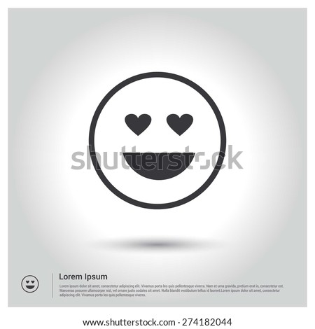 love emotion smiley icon, Flat pictograph Icon design gray background. Vector illustration.
