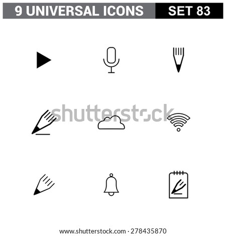 Abstract vector collection of colorful flat Universal Icons set. Big package of modern minimalist, thin line icons. Design elements for mobile and web applications.