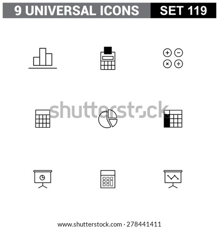 Abstract vector collection of colorful flat Universal Icons set. Big package of modern minimalist, thin line icons. Design elements for mobile and web applications.