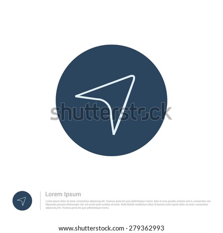 vector Current Location map marker arrow icon thin line for web and mobile, modern minimalistic flat design. Vector outline icon and offset colour on light white background