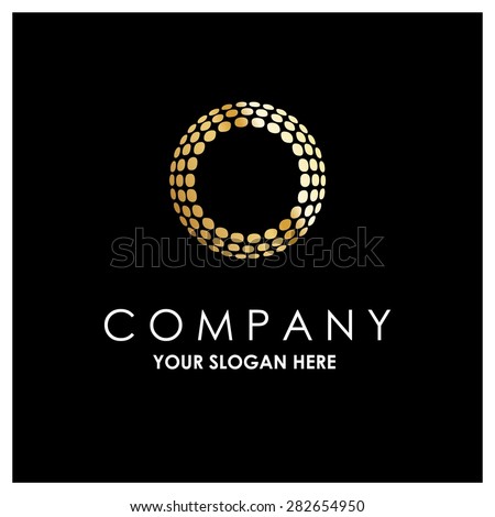 Letter O logo , golden Bold sphare logo on white background . Place for Company name and tag line . Business logo - vector illustration