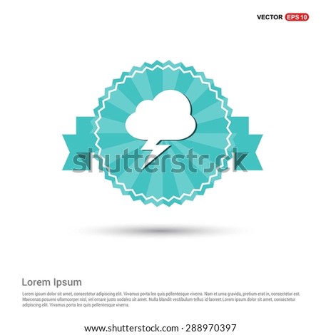 thunderstorm weather icon - abstract logo type icon - Retro vintage badge and label turquoise background. Vector illustration