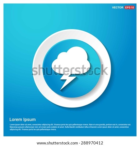 thunderstorm weather icon - abstract logo type icon - blue icon on white sticker on black background. Vector illustration