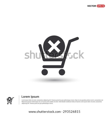 Shopping Cart and Delete Sign icon - abstract logo type icon - isometric white background. Vector illustration