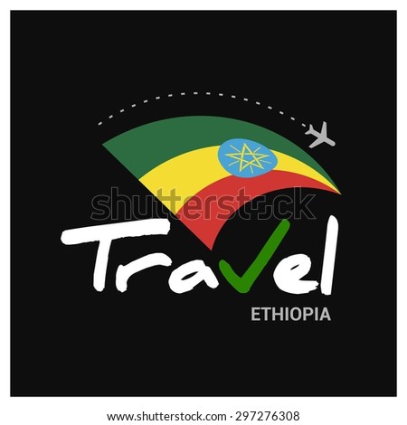 Vector travel company logo design - Country travel agency logo - Country Flag Travel and Tourism concept t shirt graphics - Travel Ethiopia Symbol - vector illustration