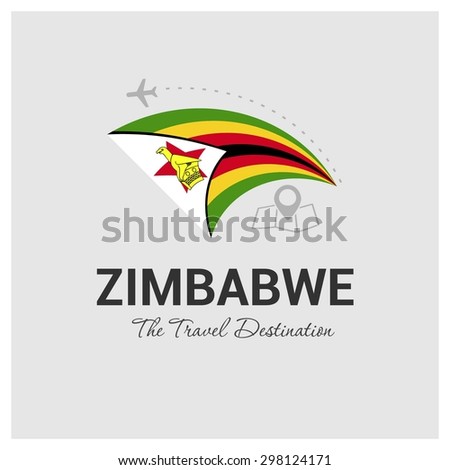 Zimbabwe The Travel Destination logo - Vector travel company logo design - Country Flag Travel and Tourism concept t shirt graphics - vector illustration