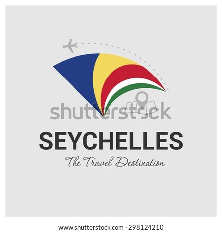 Seychelles The Travel Destination logo - Vector travel company logo design - Country Flag Travel and Tourism concept t shirt graphics - vector illustration