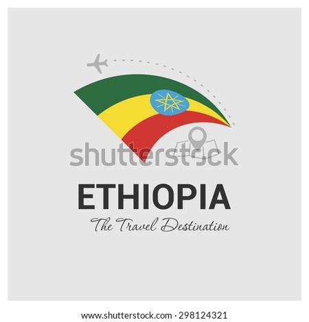 Ethiopia The Travel Destination logo - Vector travel company logo design - Country Flag Travel and Tourism concept t shirt graphics - vector illustration