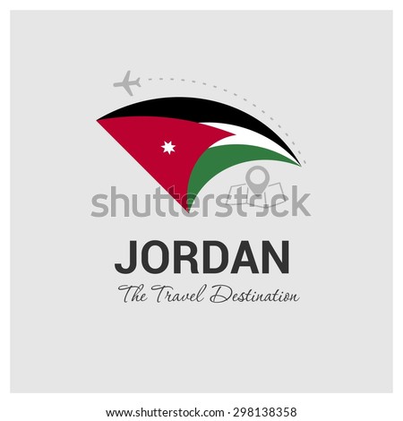 Jordan The Travel Destination logo - Vector travel company logo design - Country Flag Travel and Tourism concept t shirt graphics - vector illustration