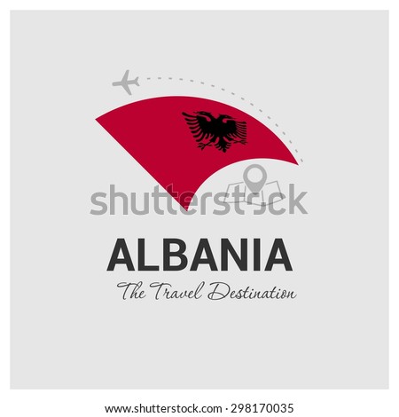 Albania The Travel Destination logo - Vector travel company logo design - Country Flag Travel and Tourism concept t shirt graphics - vector illustration