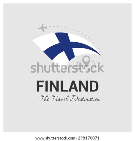 Finland The Travel Destination logo - Vector travel company logo design - Country Flag Travel and Tourism concept t shirt graphics - vector illustration