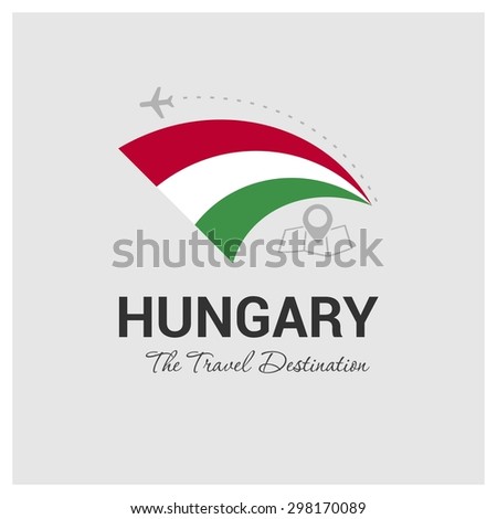 Hungary The Travel Destination logo - Vector travel company logo design - Country Flag Travel and Tourism concept t shirt graphics - vector illustration