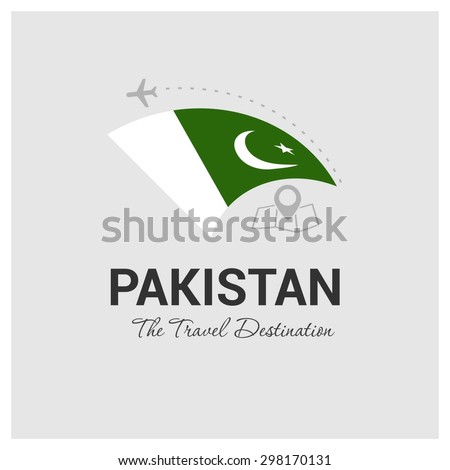 Pakistan The Travel Destination logo - Vector travel company logo design - Country Flag Travel and Tourism concept t shirt graphics - vector illustration