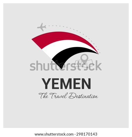 Yemen The Travel Destination logo - Vector travel company logo design - Country Flag Travel and Tourism concept t shirt graphics - vector illustration