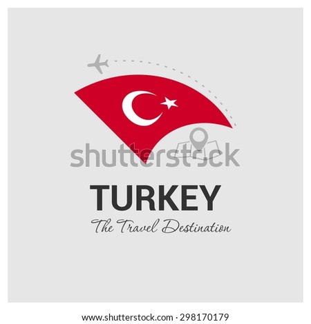 Turkey The Travel Destination logo - Vector travel company logo design - Country Flag Travel and Tourism concept t shirt graphics - vector illustration