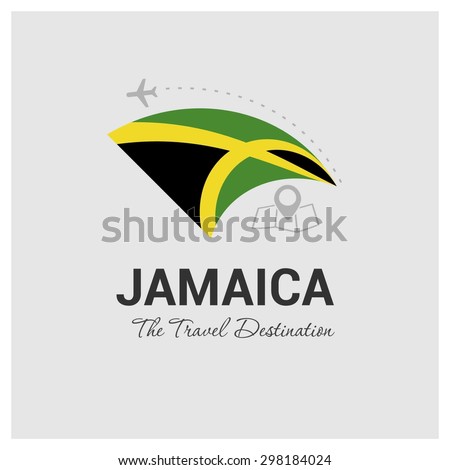 Jamaica The Travel Destination logo - Vector travel company logo design - Country Flag Travel and Tourism concept t shirt graphics - vector illustration