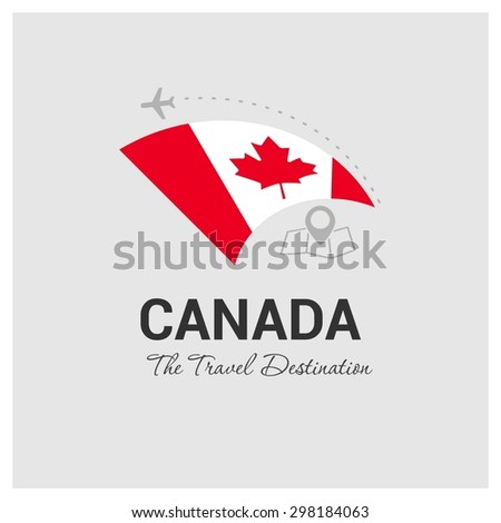 Canada The Travel Destination logo - Vector travel company logo design - Country Flag Travel and Tourism concept t shirt graphics - vector illustration